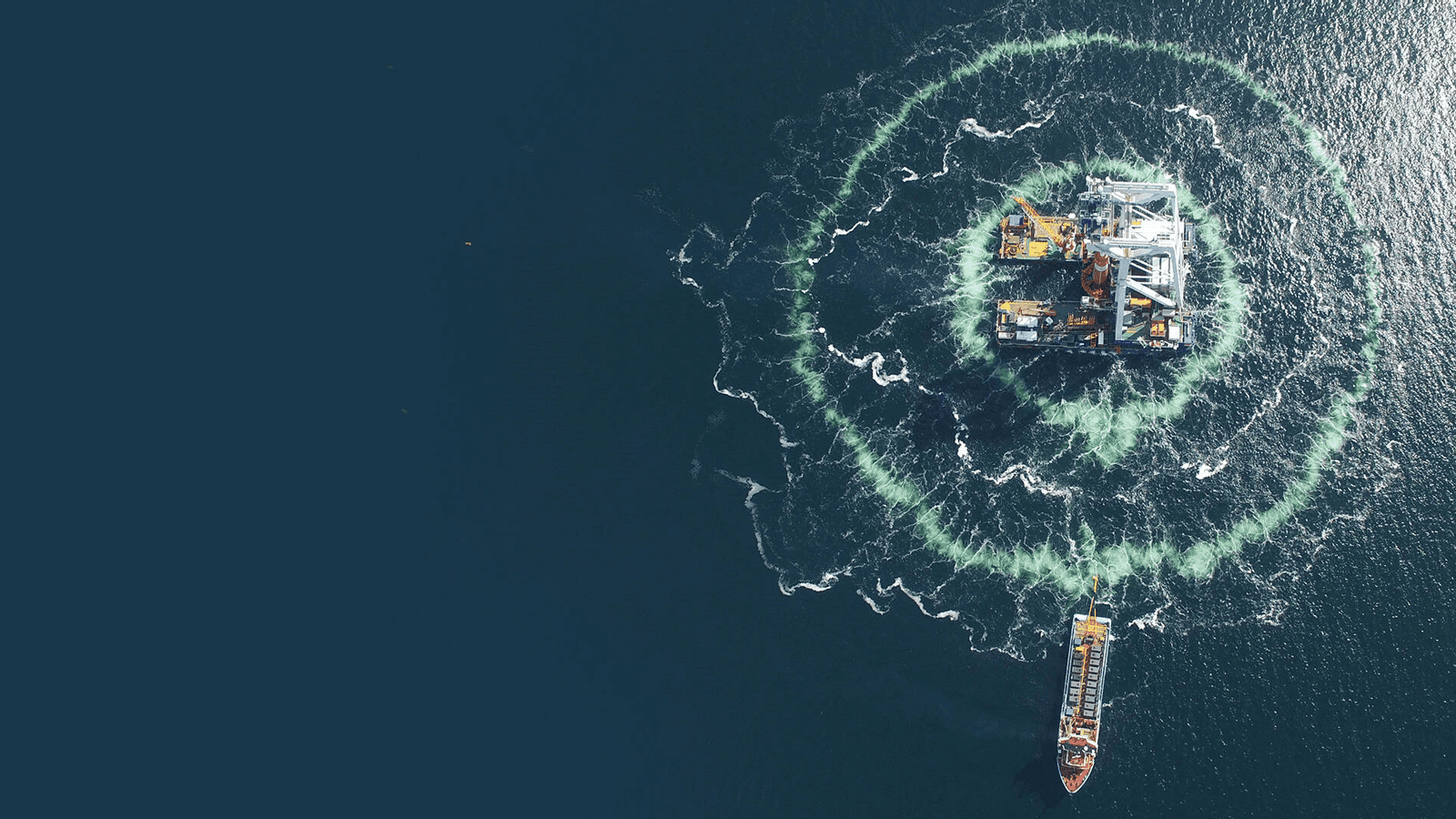 A double bubble curtain is deployed around heavy lift installation vessel Svanen (Picture: Van Oord)