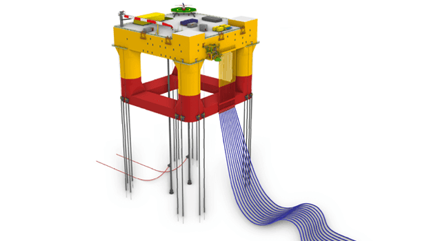 Nevesbu Render of TLP concept including deep water cable guide system